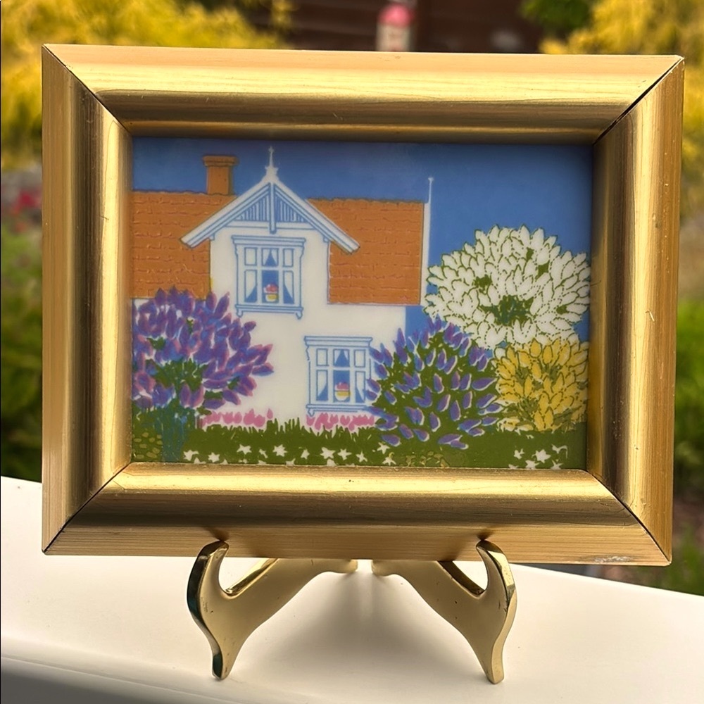 Vintage Porsgrund Porcelain Decorative Art Tile By Anne Marie Odegaard